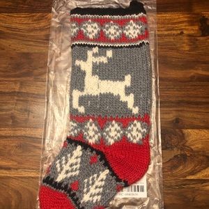 Indigo Christmas Reindeer Knit Stocking